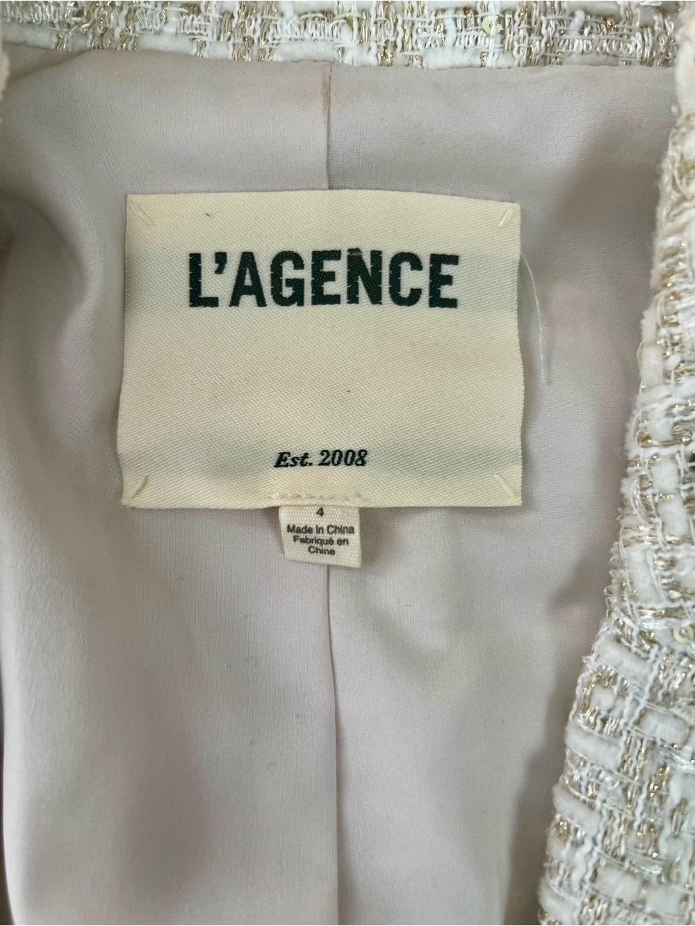 ’Agence Brooke Ivory Metallic Tweed Double Breasted Blazer 4 - Picture 4 of 9